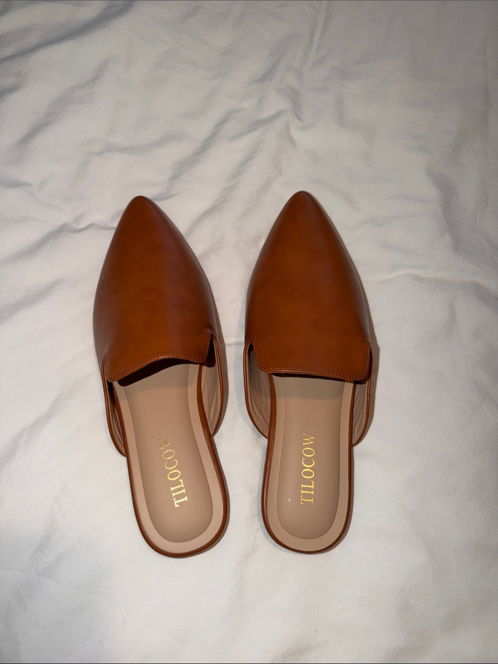 Women's Brown Pointed-Toe Slip-On Mules